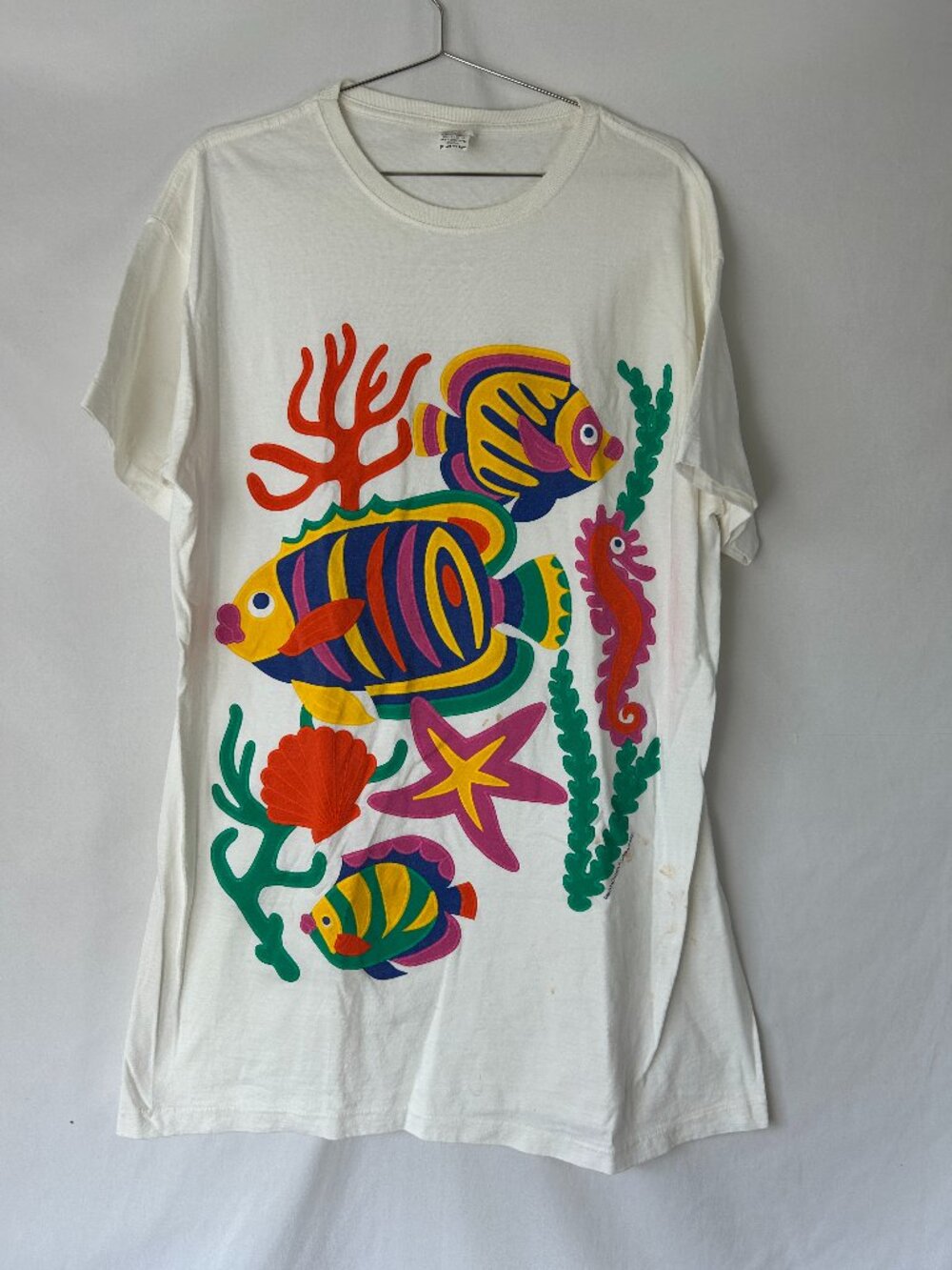 Heartland Apparel 1994 Long Tropical Fish T Shirt Cover up OS (spots)